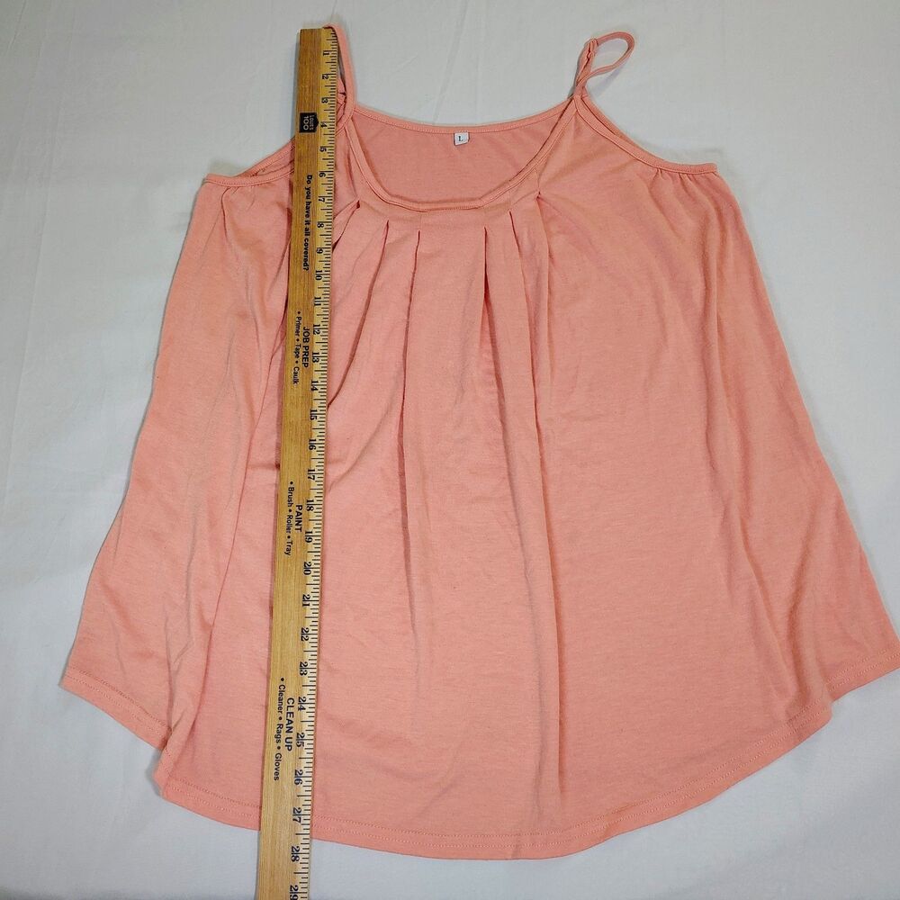 Peach Camisole Spaghetti Strap Tank Top Sz L Beachy Coastal Summer Flowy Boho - Picture 2 of 8